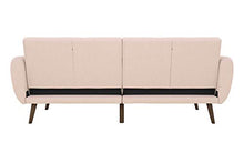 Load image into Gallery viewer, Novogratz Brittany Sofa Futon, Premium Linen Upholstery and Wooden Legs, Pink Linen