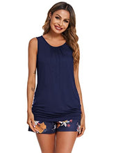 Load image into Gallery viewer, Ekouaer Sleeveless Maternity Women Top Nursing Pajamas Set Side Ruched Maternity Pj Set Nursing Pjs Set for Pregnant Wear Floral Navy Blue M