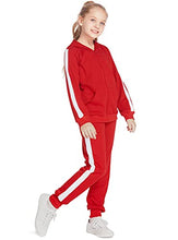Load image into Gallery viewer, Boyoo Girls 2PCS Tracksuit Athletic Sweatsuits Sets Zip-up Hooded Sweatshirt and Jogger sweatpant Outfits for 5-13 Years