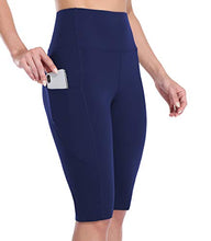 Load image into Gallery viewer, SOCIALA Womens High Waist Biker Shorts with Pockets 12" Workout Running Short Navy