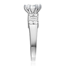Load image into Gallery viewer, TWJC 14k White Gold Solid Wedding Engagement Ring and Wedding Band 2 Piece Set - Size 7.5