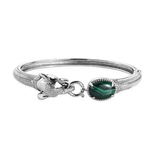 Load image into Gallery viewer, Shop LC Green Malachite Elephant Snaffle Link Bangle Bracelet For Women Animal Jewelry Gifts Stainless Steel Size 7.25" Birthday Gifts