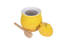 Load image into Gallery viewer, Creative Co-Op Pot with Lid & Wood Honey Dipper, 3. 5Lx3. 5Wx4. 25H inches, Yellow