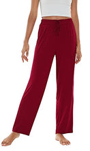 Load image into Gallery viewer, WiWi Bamboo Pajama Pants for Women Soft Sweatpants Casual Wide Leg Bottoms Drawstring Sleep Pant S-XXL, Wine Red, Medium
