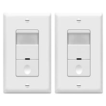 Load image into Gallery viewer, TOPGREENER Motion Detector Light Switch, in Wall Sensor Switch, Occupancy Sensor Switch 500W LED CFL 1/4HP, Wall Plates Included, Neutral Wire Required, TDOS5, White, 2 Pack