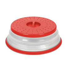 Load image into Gallery viewer, Tovolo Vented Collapsible Microwave Food Cover With Easy Grip Handle, Dishwasher-Safe, BPA-Free Silicone & Plastic, 10.5" Round, Red