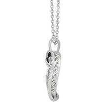 Load image into Gallery viewer, Pipa Bella 925 Sterling Silver Vintage Silhouette Wrap Heart Pendant with Natural Diamonds and Treated Black Diamonds. Pendant Necklaces for Women Girls 1/4cttw (IJ - I2 I3)