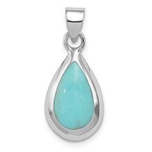 Load image into Gallery viewer, 925 Sterling Silver Lab Created Blue Turquoise Teardrop Pendant Charm Necklace Natural Stone Fine Jewelry For Women Gifts For Her