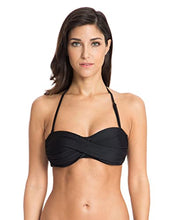 Load image into Gallery viewer, Ocean Blues Women's Black Halter Twist Bandeau Bikini Top Size Medium