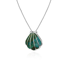 Load image into Gallery viewer, GemStar USA Sterling Silver Simulated Turquoise Seashell Slide Pendant Necklace