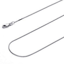 Load image into Gallery viewer, 14k REAL White Gold Solid 0.9mm Box Link Chain Necklace with Lobster Claw Clasp - 16"