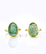 Load image into Gallery viewer, Rough Green Tourmaline Ring, Bezel Set Ring, Vermeil Gold or Sterling Silver