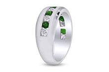 Load image into Gallery viewer, AFFY Simulated Green Emerald & White Cubic Zirconia Wedding Band Men in925 Sterling Silver Ring Size- 12