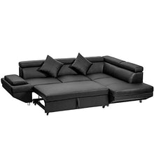 Load image into Gallery viewer, FDW Sofa Sectional Sofa Bed futon Sofa Bed Sofa for Living Room Couches and Sofas Sleeper Sofa PU Leather Sofa Set Corner Modern Queen 2 Piece Contemporary Upholstered,Black