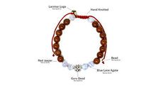 Load image into Gallery viewer, Larimar Accessories | 8mm Mala Beads Bracelet | Mala Gemstone Bracelet | Mala Yoga Bracelet | Mala Prayer Bracelet | Mala Meditation Beads Bracelet | (Red Jasper & Blue Lace Agate)