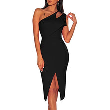 Load image into Gallery viewer, kaimimei Women’s One Shoulder Split Midi Dresses Sexy Fashion Evening Dress White M