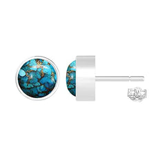 Load image into Gallery viewer, Natural Blue Copper Turquoise Earrings Studs Sterling Silver for Her Women Mom Wife