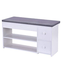 Load image into Gallery viewer, 2 Tier Shoe Rack Bench with Cushion & 2 Drawer, shamoluotuo Shoe Organizer Sponge Padded Seat, Entryway Seat Storage Shelf, Storage Cabinet Hallway Furniture, Storage Stool for Home Entryway (White)