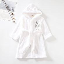 Load image into Gallery viewer, Toddler Baby Boys Girls Cartoon Bathrobes Bear Ear Flannel Hooded Robe Soft Plush Shawl Fleece Robes 1-8 Years