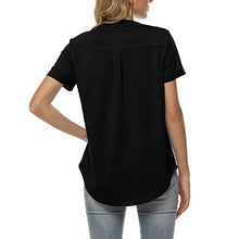 Load image into Gallery viewer, Davenil Women's 3/4 Sleeve V-Neck Tops Loose Tunic Blouses Irregular Hem Casual Shirts Watermelon Red Size S