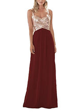 Load image into Gallery viewer, Gralre Women's Rose Gold Bridesmaid Dresses Long Sequined Sweetheart Chiffon Formal Wedding Prom Dress 2 Rosegold/Burgundy