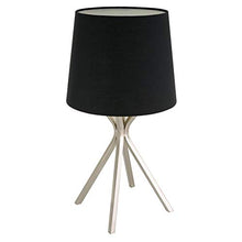 Load image into Gallery viewer, Kira Home Apollo 19" Modern Bedside Mini Table Lamp + 7W LED Bulb (Energy Efficient, 3000K Warm White), Black Fabric Shade, Brushed Nickel Finish