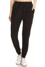 Load image into Gallery viewer, Leggings Depot JGA128-BLACK-L Solid Jogger Track Pants, Black, Large