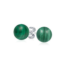 Load image into Gallery viewer, Simple Gemstone Green Malachite Round Ball Stud Earrings For Women 925 Sterling Silver 8MM