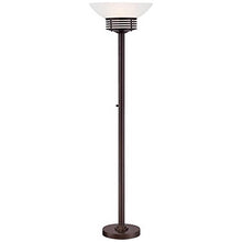 Load image into Gallery viewer, Light Blaster Modern Retro Torchiere Floor Lamp Warm Bronze White Frosted Glass Bowl Shade for Living Room Bedroom Uplight - Possini Euro Design