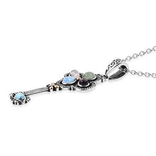 Load image into Gallery viewer, Shop LC Delivering Joy Good Lucky Key Chain Pendant Necklace for Women Amethyst Rose Quartz Aventurine ION Plated Yellow Gold Stainless Steel 20" Cttw 1.5