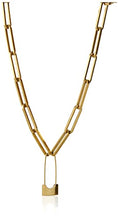 Load image into Gallery viewer, 14K Gold Plated Vintage Distressed Chain Choker Gold Lock Pin Chain Necklace for Women Girl Gifts Valentines/Birthday/Anniversary/Mother’s Day