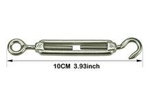 Load image into Gallery viewer, Muzata 5Pack M4 Turnbuckle Hook and Eye T304 Stainless Steel for Cable Railing Wire Rope Hardware Kit Tension Heavy Duty Hanging Sun Shade Sail String Light CN09
