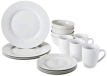 Load image into Gallery viewer, Amazon Basics 16-Piece Porcelain Kitchen Dinnerware Set with Plates, Bowls and Mugs, Service for 4 - White