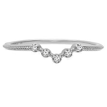 Load image into Gallery viewer, Dazzlingrock Collection 0.05 Carat (ctw) 14K Round Diamond Ladies Five Stone Chevron Wedding Band, White Gold, Size 7