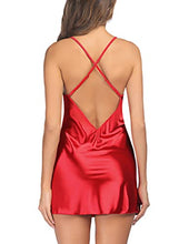 Load image into Gallery viewer, Avidlove Women Lingerie V Neck Nightwear Satin Sleepwear Lace Chemise Mini Teddy (4XL, A-red)