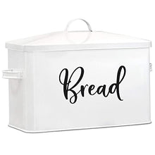 Load image into Gallery viewer, Home Acre Designs Bread Box - Large Farmhouse Decor Style Pantry Organization and Storage Container for Countertop - Rustic Kitchen Decor