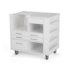 Load image into Gallery viewer, Arrow 9301B Ava Embroidery Multi-Needle Sewing Cabinet for Brother and Baby Lock, Portable with Wheels, White Finish