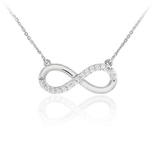 Load image into Gallery viewer, 14K White Gold Infinity Pendant Necklace with CZ Accents (18 Inches)