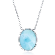 Load image into Gallery viewer, Sterling Silver High Polish Natural Oval Larimar 16+2" Necklace