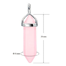 Load image into Gallery viewer, BEADNOVA Natural Rose Quartz Necklace Gemstone Crystal Necklace for Women Healing Stone pendant Jewelry for Men Pendulum Divination Pink Crystal Hexagonal pendant (18 Inches Stainless Steel Chain)