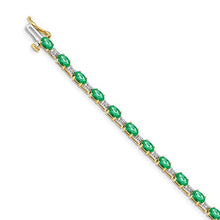 Load image into Gallery viewer, 14k Yellow Gold Diamond Green Emerald Bracelet 7 Inch Gemstone Bm Fine Jewelry For Women Gifts For Her