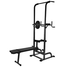 Load image into Gallery viewer, KINGC Heavy Multi-Functional Fitness Rack Adjustable Power Tower Push Up/Pull Up/Chin Up Bar Sit Up Bench Dip Stands Home Gym Full Body Exercise Fitness Equipment Workout Machine 330 Lbs Black