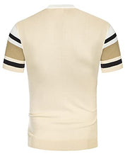 Load image into Gallery viewer, PJ PAUL JONES Men's Short Sleeve Pullover Crewneck Striped Contrast Sweaters Apricot 2XL
