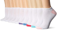 Load image into Gallery viewer, Amazon Essentials Women's 10-Pack Cotton Lightly Cushioned No-Show Socks, White, Shoe Size: 6-9