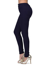 Load image into Gallery viewer, High Rise-Waisted Women Juniors Colored Stretchy Skinny Butt Lift Jeans Pants Black White (Navy, M)