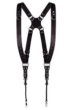 Load image into Gallery viewer, Camera Strap Accessories for Two-Cameras – Dual Shoulder Leather Harness – Multi Camera Gear for DSLR/SLR Black ProInStyle strap by Coiro