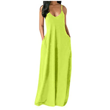 Load image into Gallery viewer, Dosoop Women Summer Spaghetti Strap Maxi Dress Sleeveless Sexy V Neck Casual Loose Plain Camisole Maxi Dress with Pockets