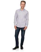 Load image into Gallery viewer, Untucked Shirts for Men Long Sleeve - Casual Button Down Dress Shirts - Wrinkle Resistant, Standard Fit, Stripe Design Silver Grey
