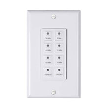 Load image into Gallery viewer, BN-LINK Countdown Digital in-Wall Timer Switch with Push Button 5-10-20-30-45-60mins, for Bathroom Fan ,in-Wall Light Timer, Neutral Required, Free Plate, White