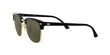 Load image into Gallery viewer, Ray-Ban Unisex-Adult RB 3016 Clubmaster Sunglasses, Black On Gold/Green, 49 mm
